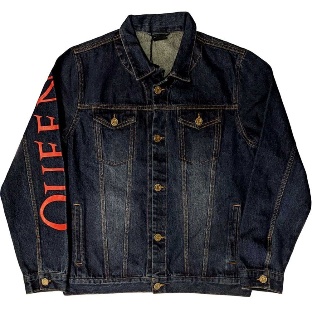 Queen Unisex Adult Crest Cotton Denim Jacket / Denim Blue